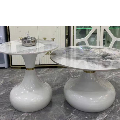 Round Marble Effect Coffee and Side Table Set