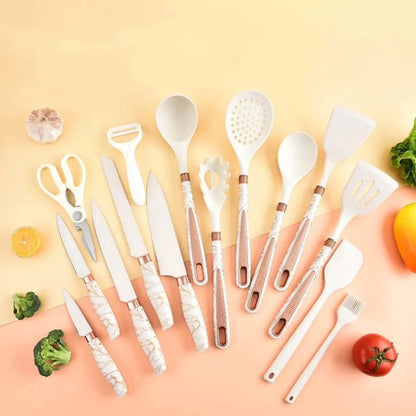 16Pcs/Stainless Steel Kitchen Knife Silicone kitchenware set