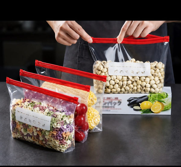 25pcs Set Reusable Ziplock Fridge Storage Bags