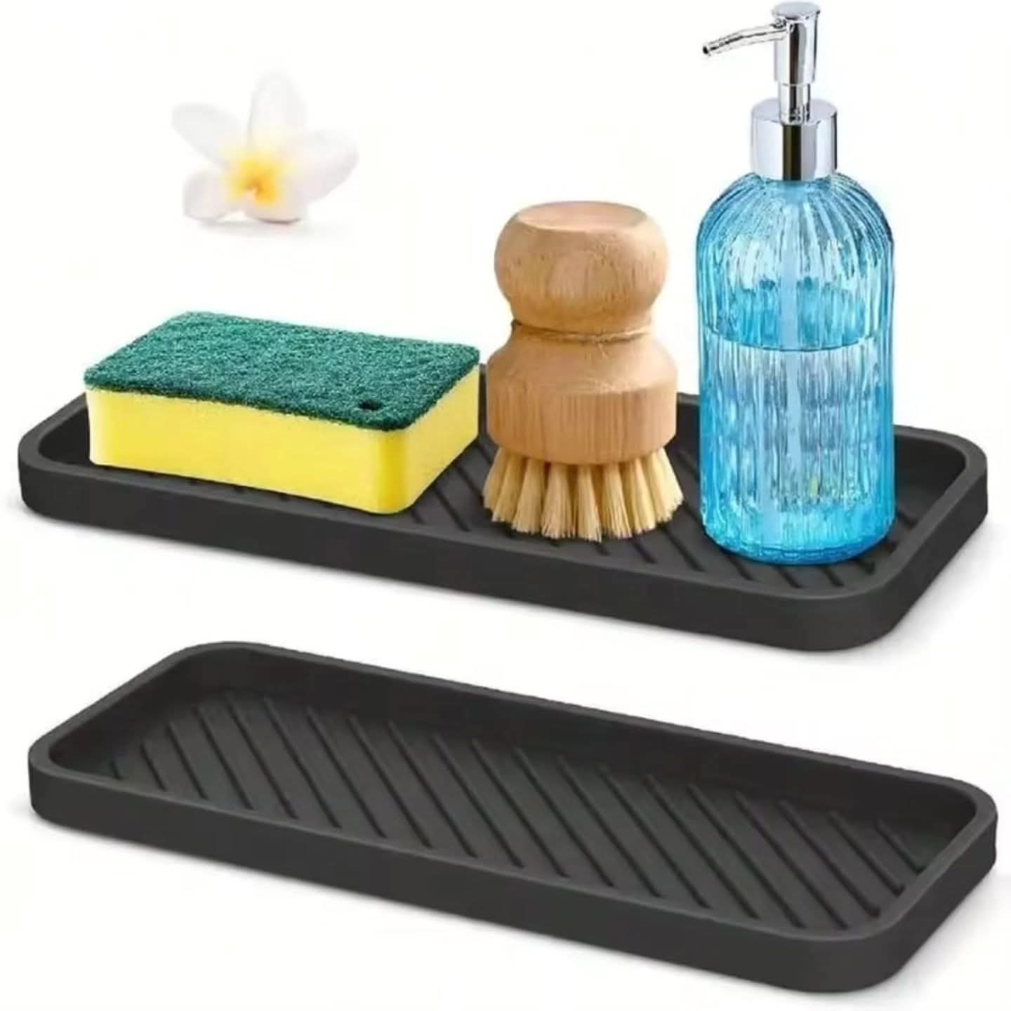 Silicone sink protector bathroom tray