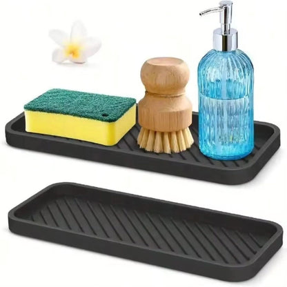 Silicone sink protector bathroom tray
