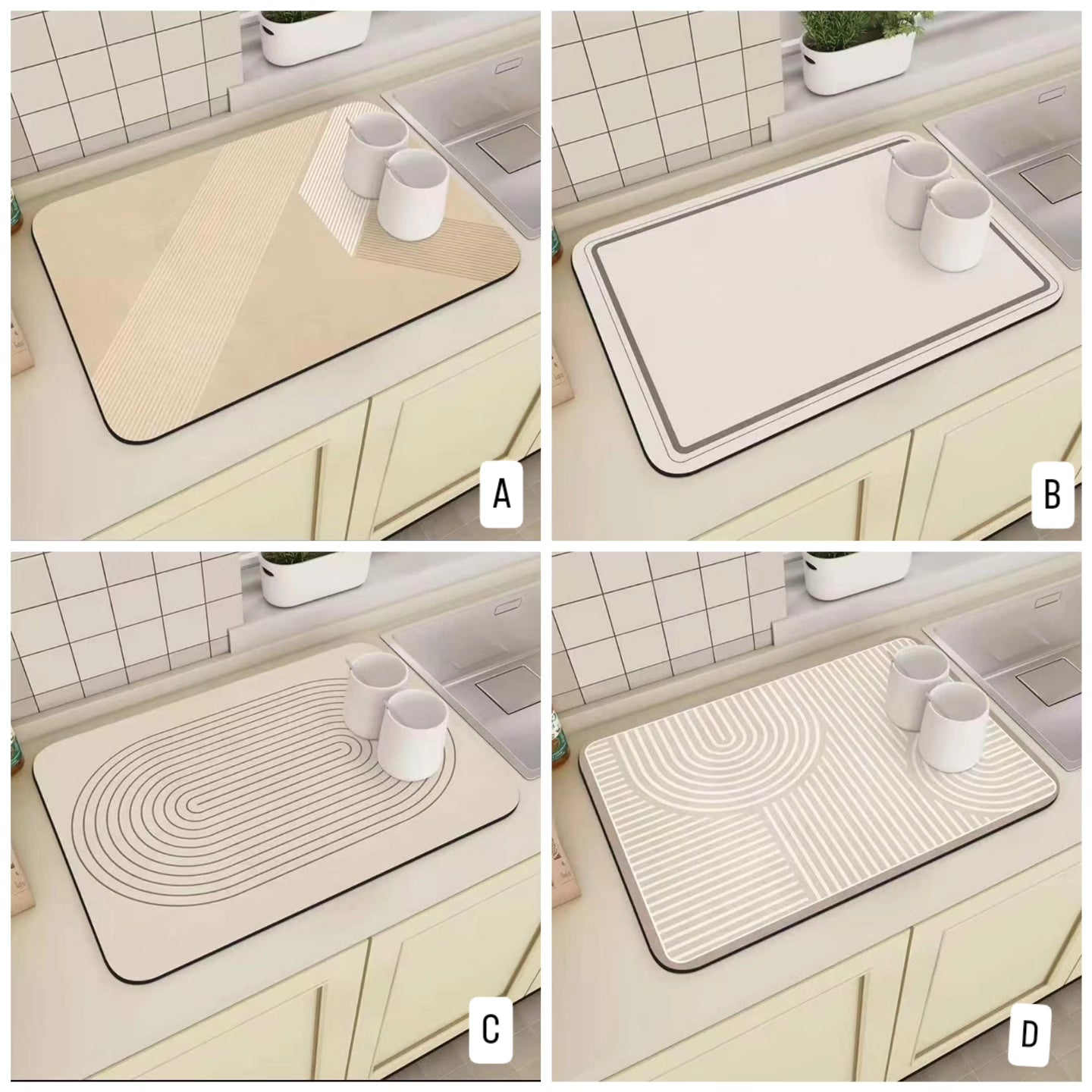 Geometric kitchen drying mat