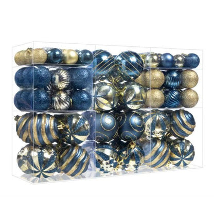 100 Piece Blue Christmas Tree Baubles Decoration Set