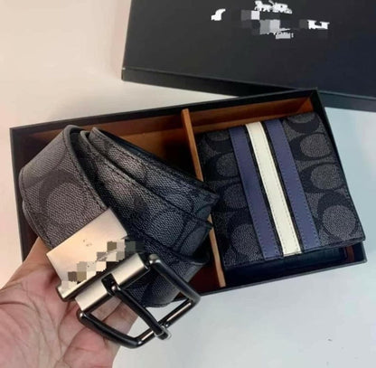 Men's Patterned Belt and Wallet Gift Set