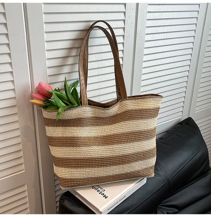 Women Handmade Bohemian Striped Tote Handbag