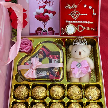 Valentine Jewelry and Chocolate Accessory Gift Set
