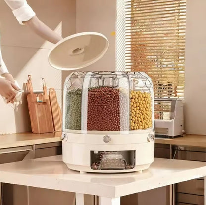 6 compartments rotating storage container