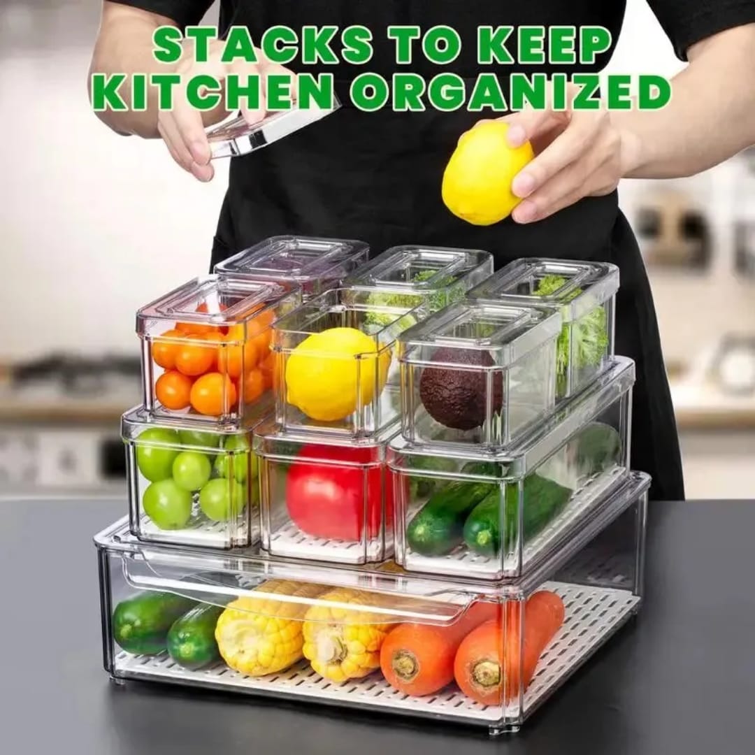 10pc Fridge Organizer Bins