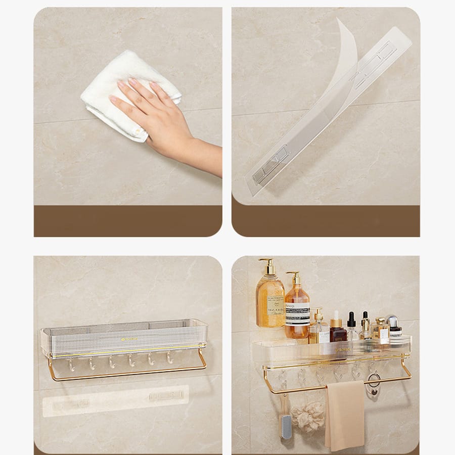 Wall mounted bathroom shelf