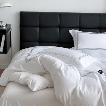6Pcs Set 100% Pure Cotton Duvet Cover Set with Grey Stripes