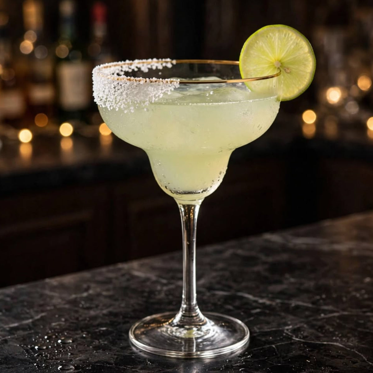 Gold Rim Margarita Glasses Set