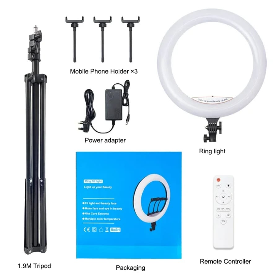 18 Inch 3 mode ring light with stand and remote