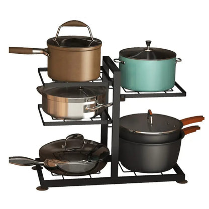 Metallic pot storage rack