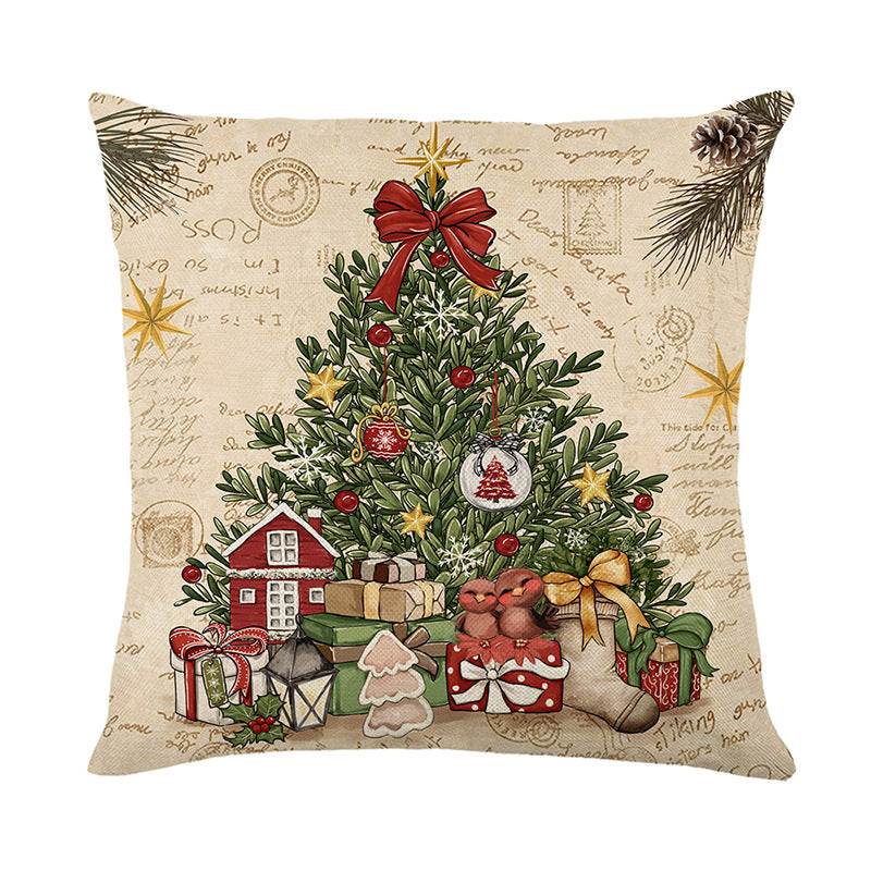 Christmas themed Linen Throw pillow cases