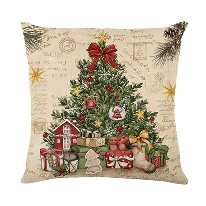 Christmas themed Linen Throw pillow cases