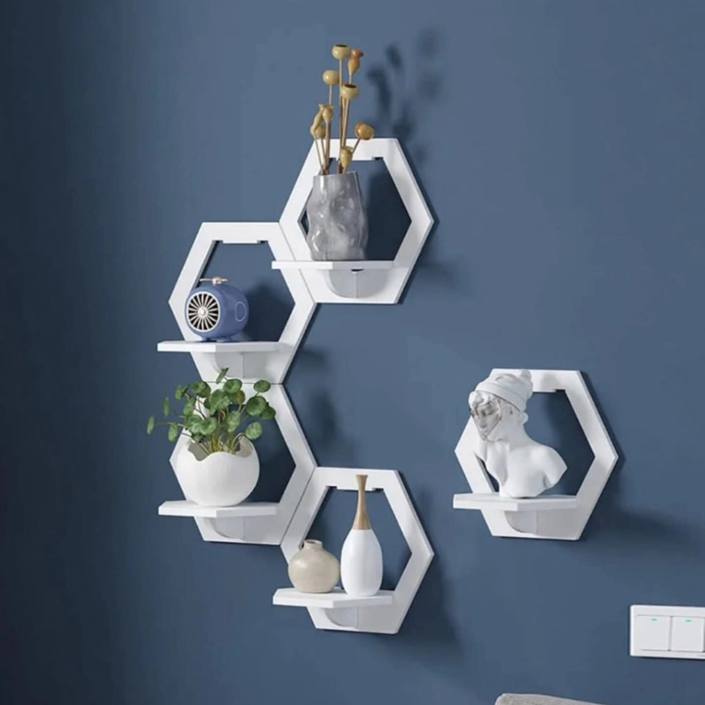 3Pc Hexagon Floating Shelves