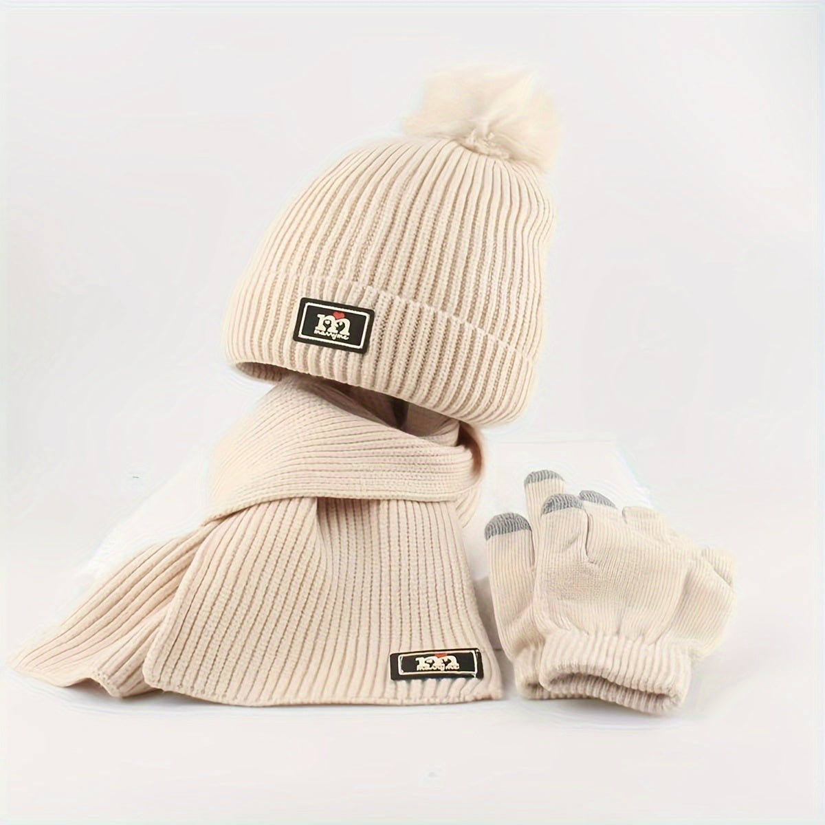 3 in 1 Winter Kids Beanie Hat  Scarf  and Gloves Set