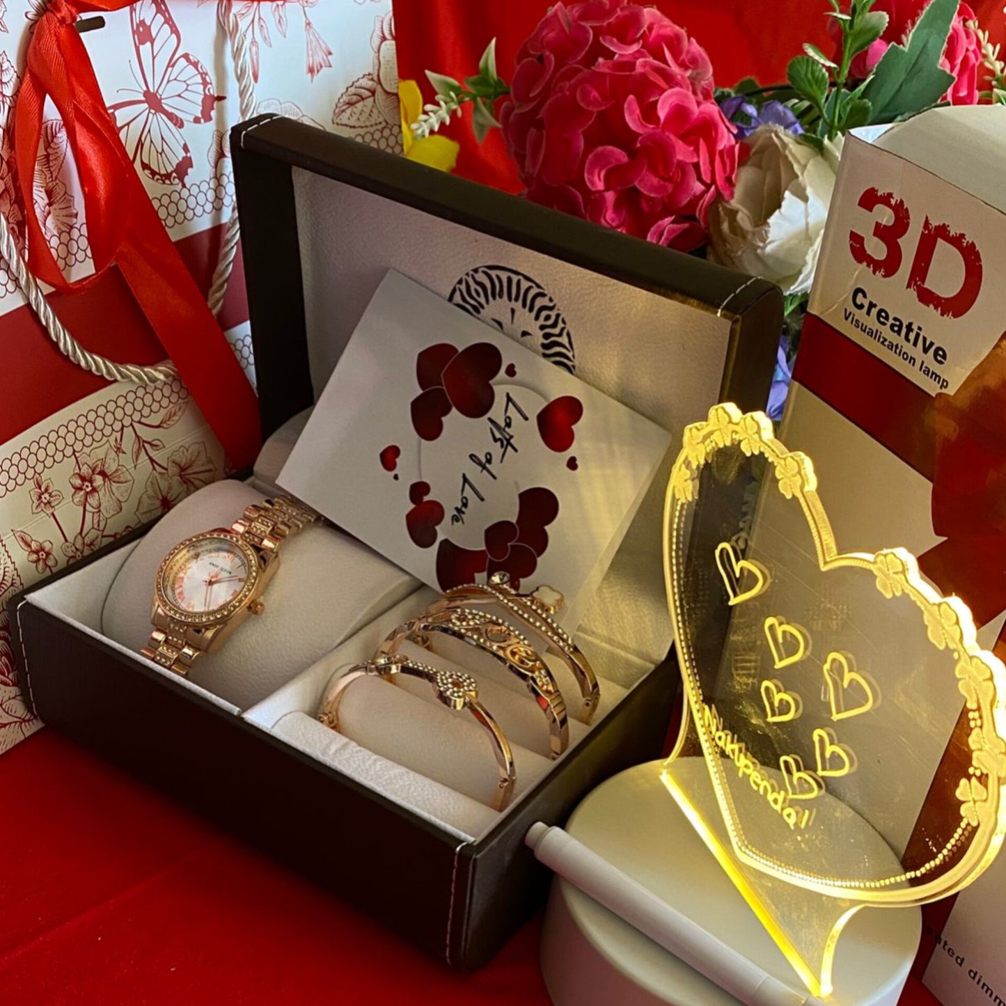 Valentine's Day Jewelry and LED Lamp Gift Set
