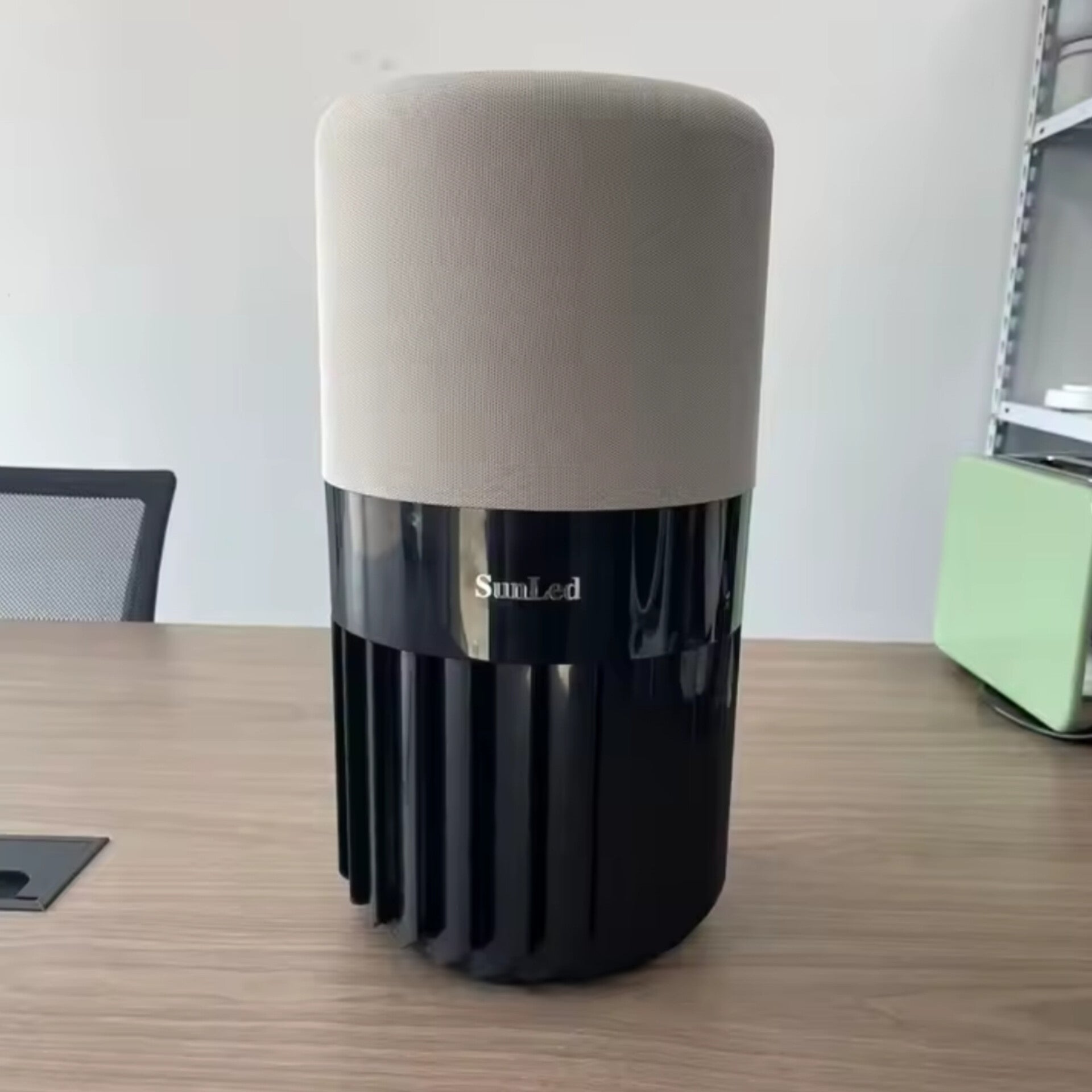 SunLed air purifier with a visible white HEPA filter and power cord