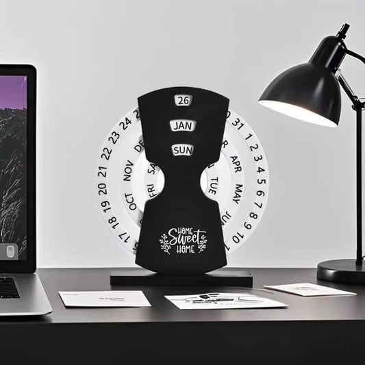 Modern Black and White Perpetual Rotating Desktop Calendar