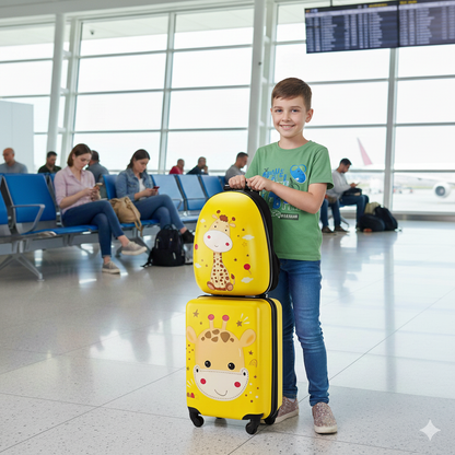 2 in 1 cartoon themed kids trolley suitcase