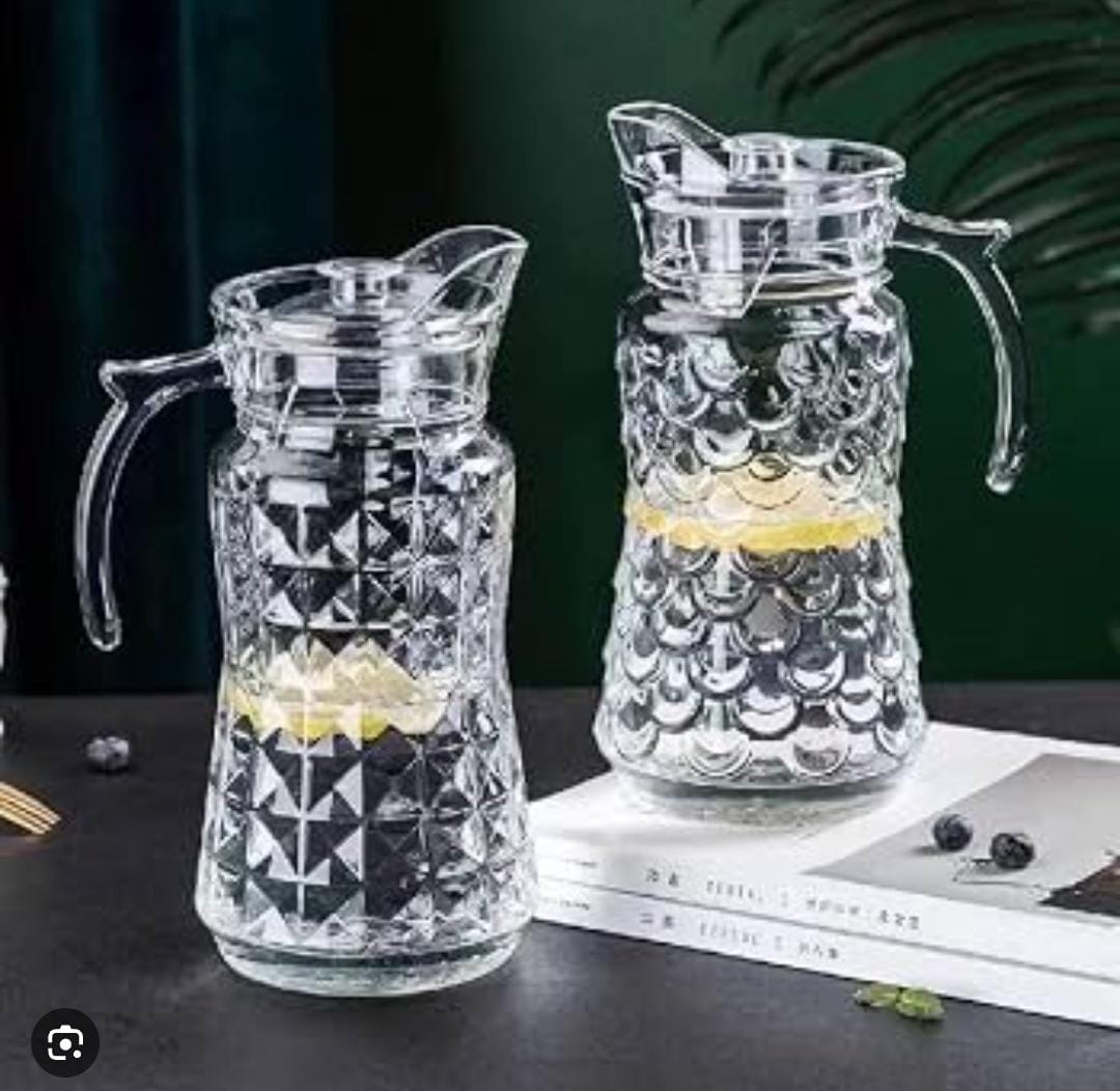 Patterned Glass Pitcher Water Jug