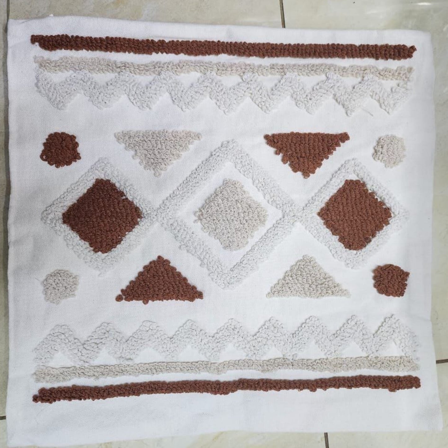 Boho Geometric Tufted Throw Pillow Cover