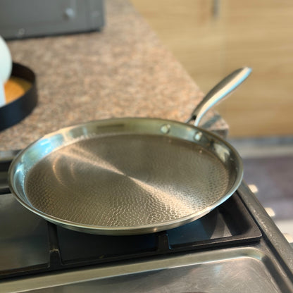 30Cm Stainless Steel Honeycomb Textured Skillet Pan
