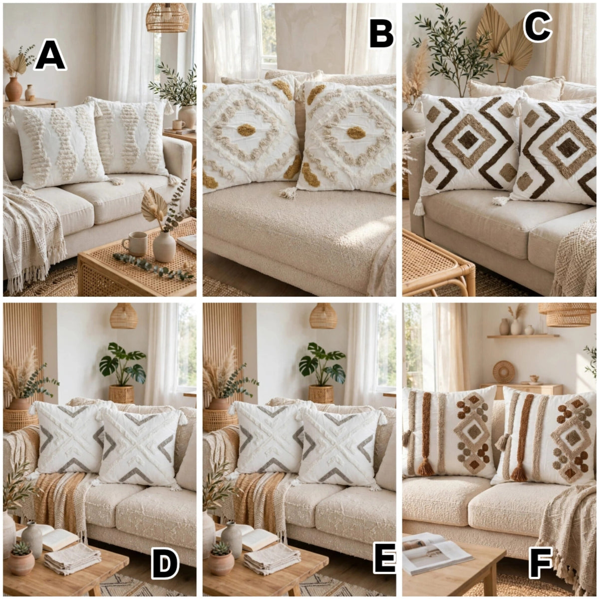 Boho Tufted Decorative Throw Pillow Case