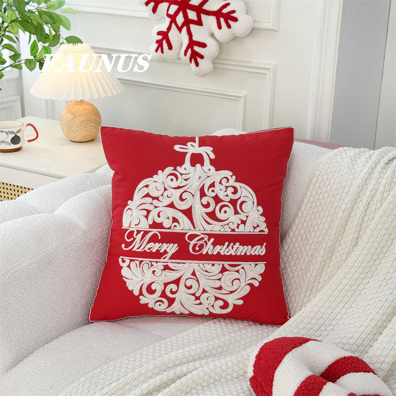 Christmas Tree Snowflake Embroidery Pillow Cover 45x45cm