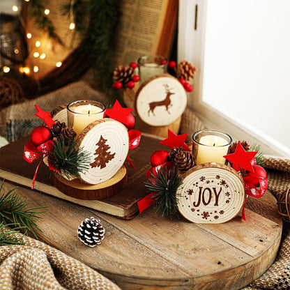Wooden Candlestick Christmas Decoration
