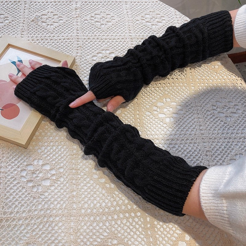 Long Fingerless Arm Warmer Gloves