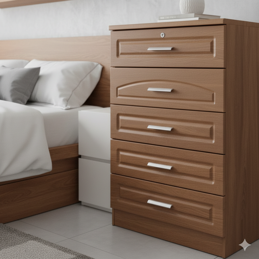 5 Tier Wooden Chest of Drawers