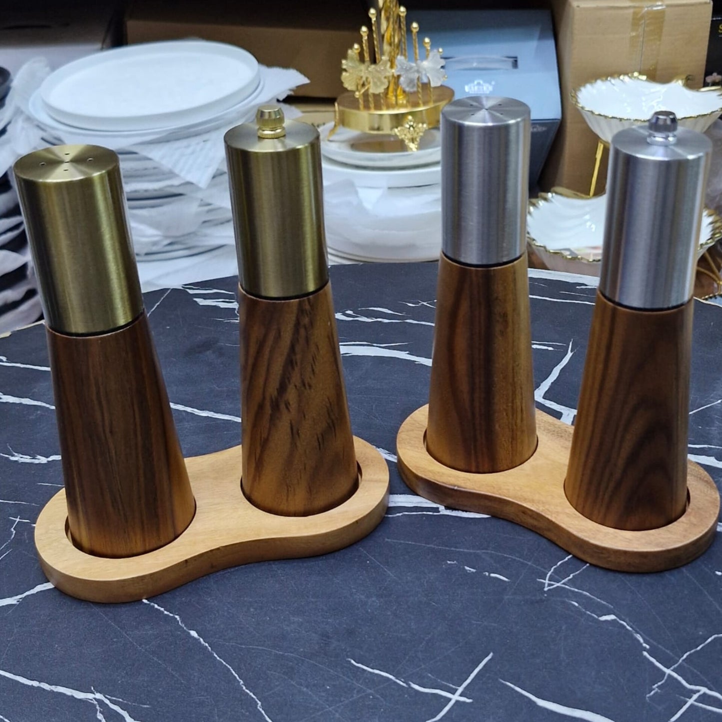3-Piece Bamboo Salt and Pepper Grinder Set