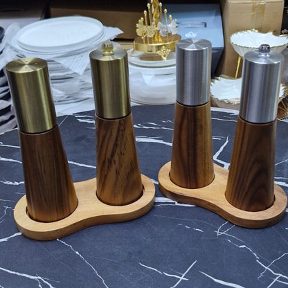 3-Piece Bamboo Salt and Pepper Grinder Set