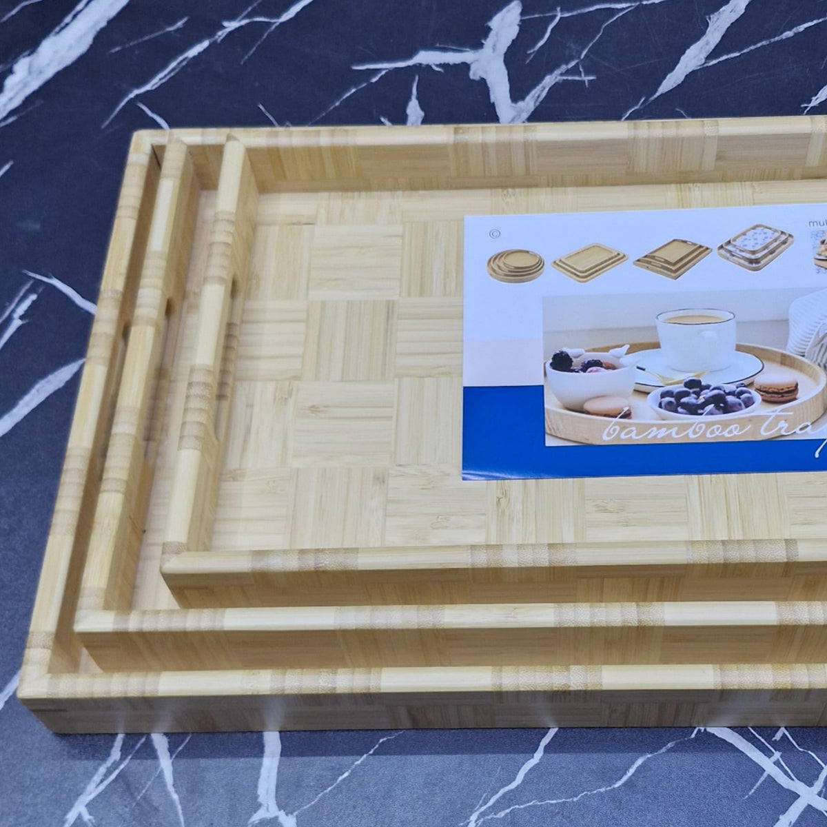 3Pcs Multifunctional Bamboo Food serving Trays
