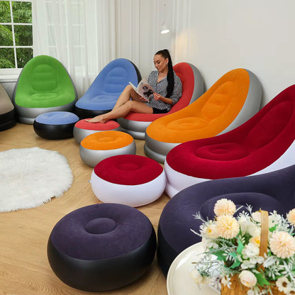 Inflatable sofa with foot rest