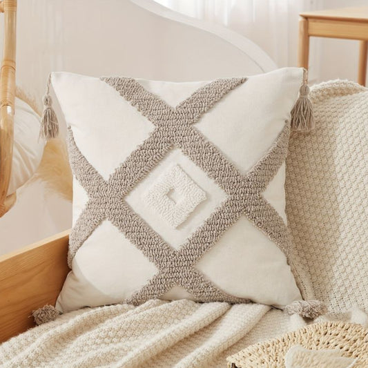 Boho throw pillow covers with tassels