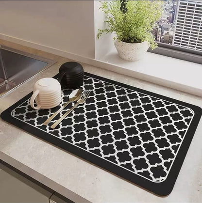 Non slip dish drainer mat