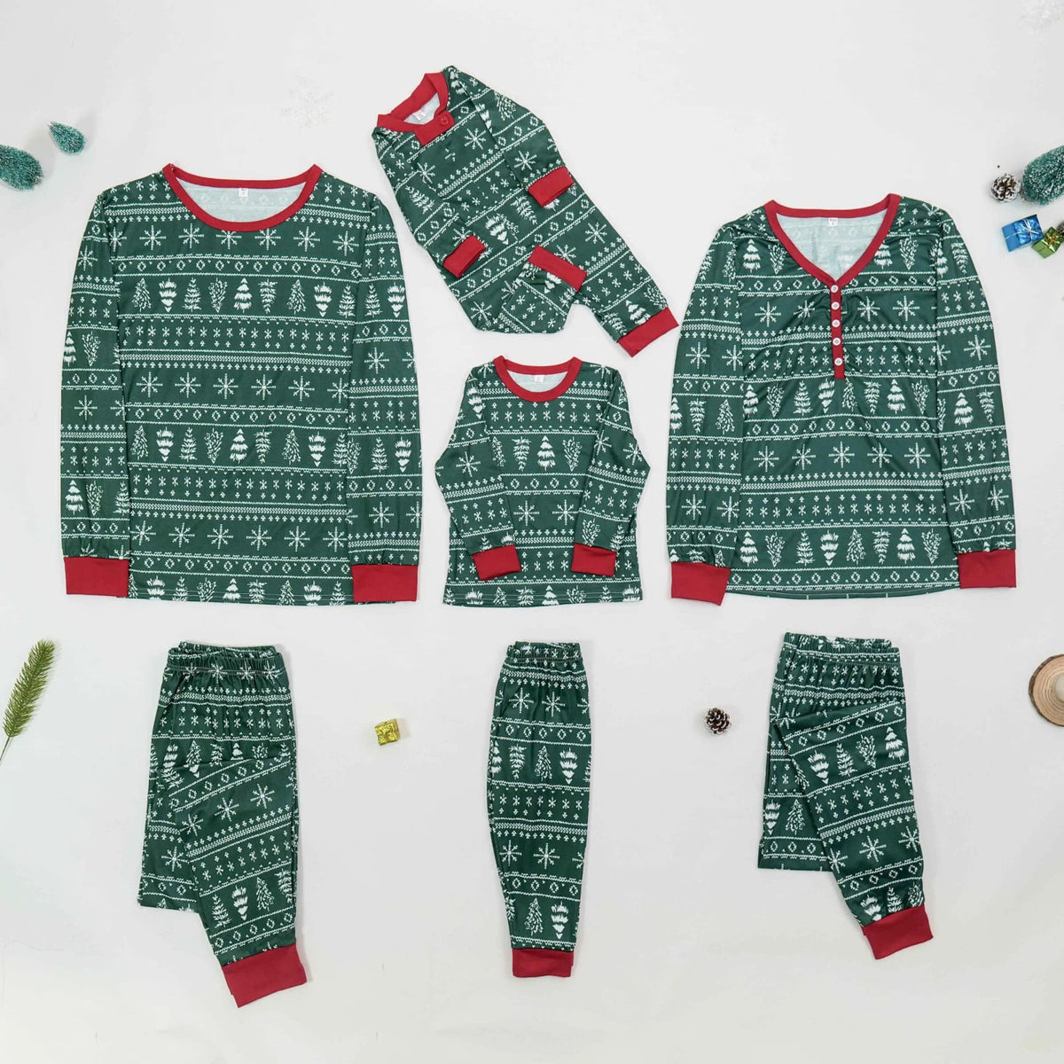 Green Christmas Family Matching Pajama Set