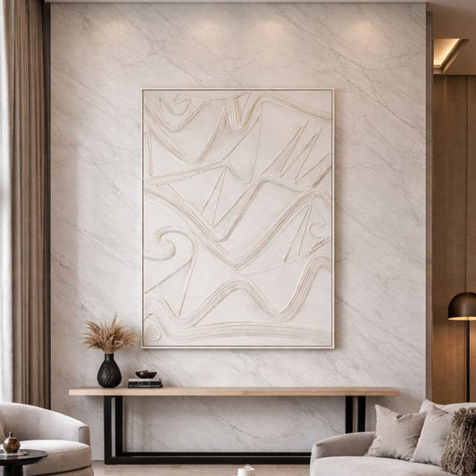 Sculptural Textured Geometric Canvas Wall Art