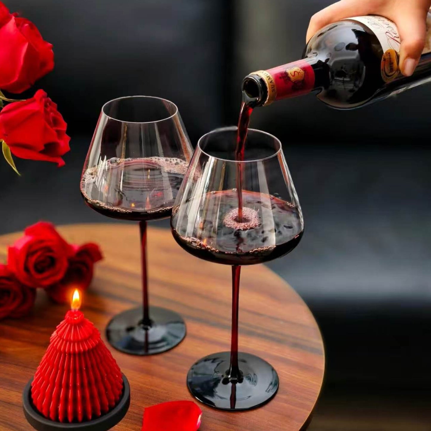 2Pcs Burgundy Wine Glasses