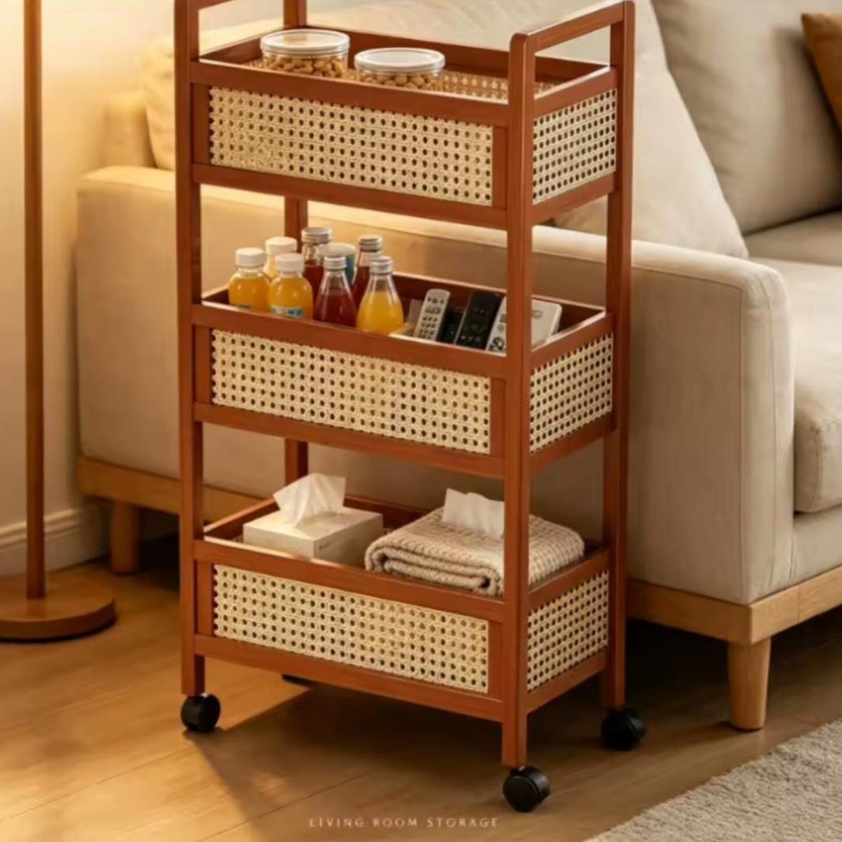 3 Tier Bamboo Slim Organiser Trolley