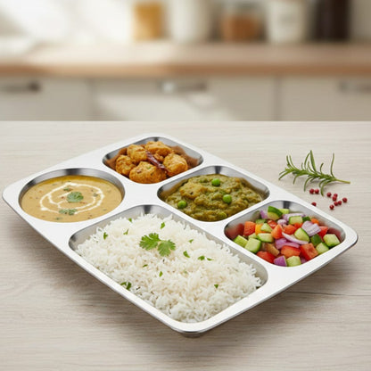 5 Section Stainless Steel Partitioned Plate
