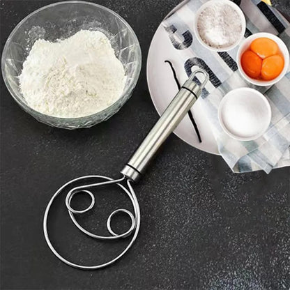Stainless steel dough whisk