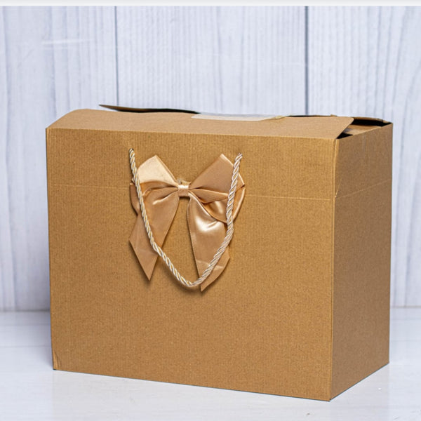 Landscape Kraft Cardboard Gift Box Bag with Silk Ribbon Bow