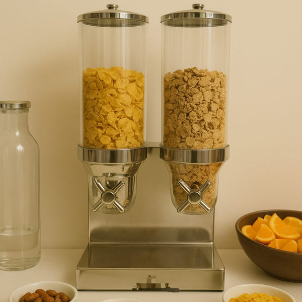 Double Wall Mount Cereal and Dry Food Dispenser with Metal Stand