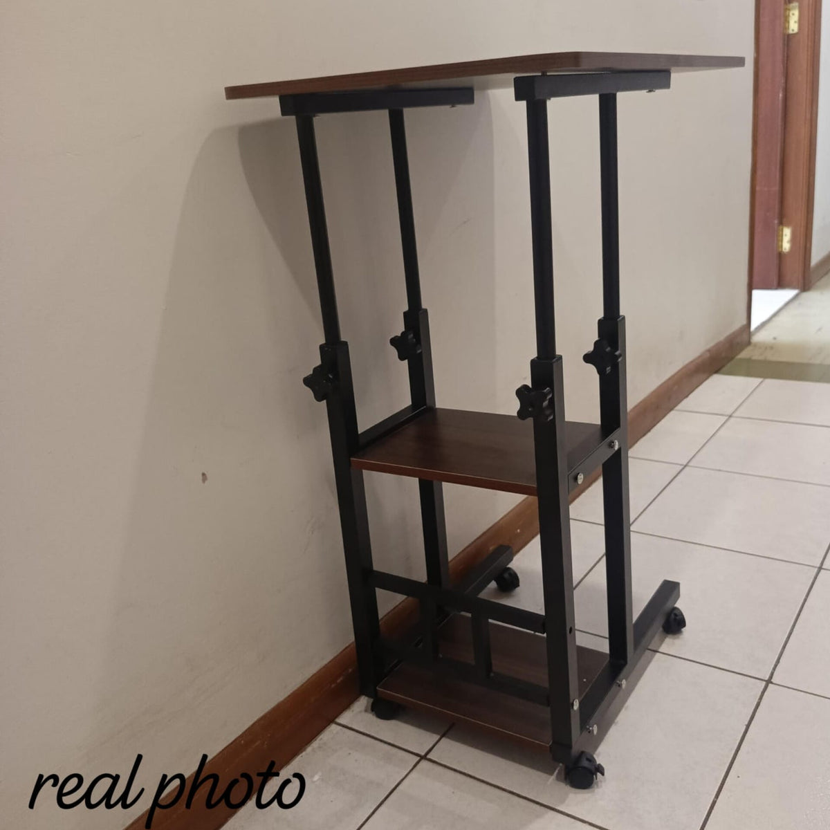 Adjustable C Shaped Side Table with Wheels
