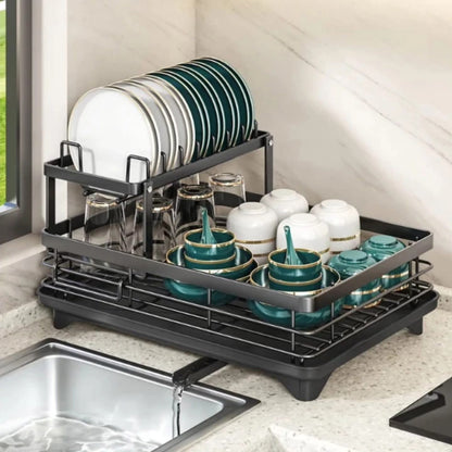 2 Tier Foldable Dish Drying Rack