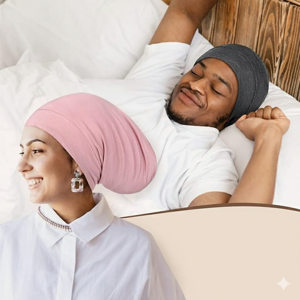 Sleeping hair bonnet with satin inside